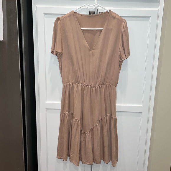 Butterfly Sleeve Ruffle Hem Belted Dress - Picture 6 of 7